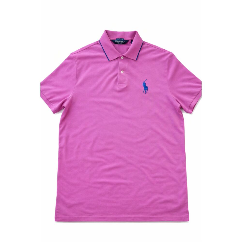 Polo Golf Ralph Lauren XL Pima Cotton Performance Polo Shirt Pink Blue Pony Mens